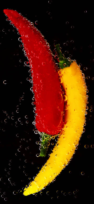 red and yellow fresh paprika 4K phone wallpaper