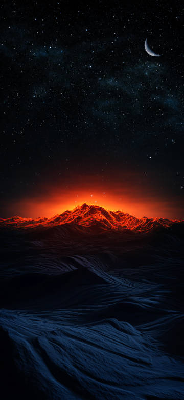 orange red light mountain range phone wallpaper