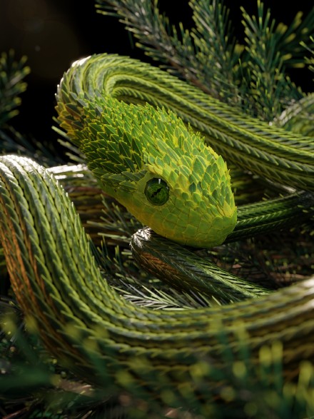 3D green snake wallpaper