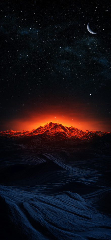 orange red light mountain range phone wallpaper