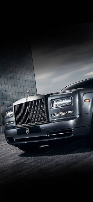 Silver grey Rolls Royce front face phone wallpaper