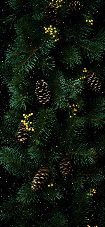 Winter pine cone Christmas atmosphere phone wallpaper