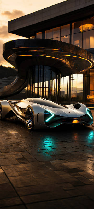 Silver luxury sports car phone wallpaper