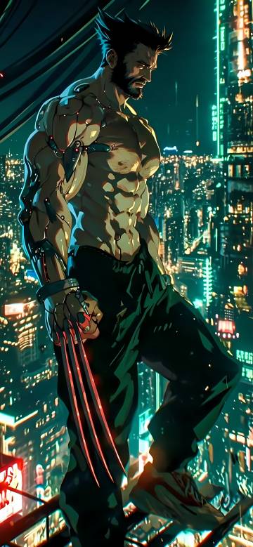 Wolverine stands on rooftop comic phone wallpaper