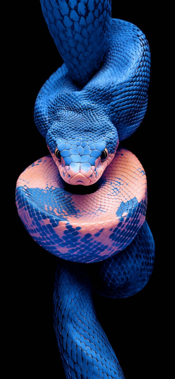Blue pink snake 4k phone wallpaper