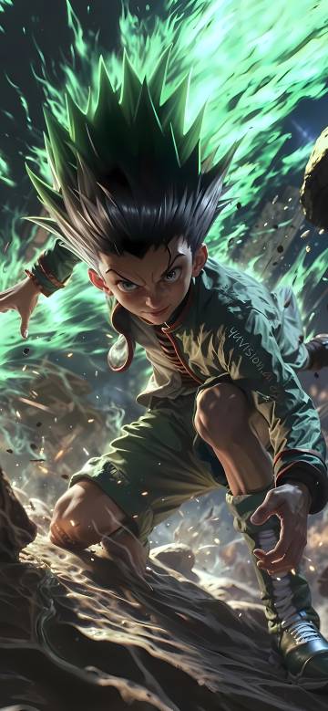 Japanese anime protagonist Gon Freecss phone wallpaper