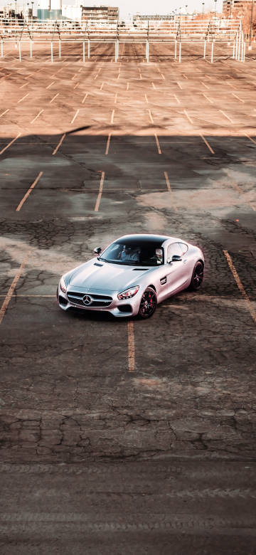 Silver Mercedes In A Parking Space 4K Phone Wallpaper