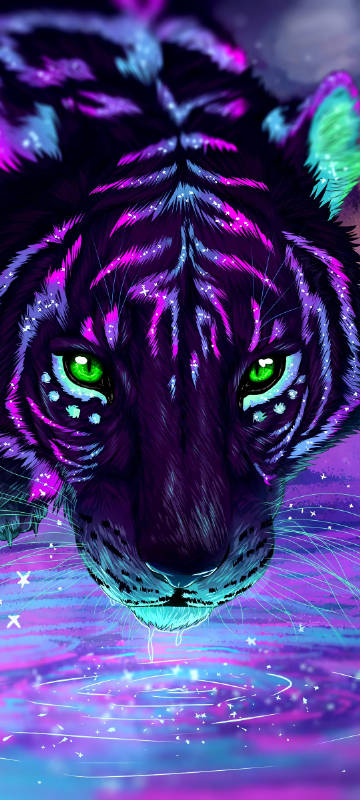 Dreamy Tiger Drinking Water Phone Wallpaper