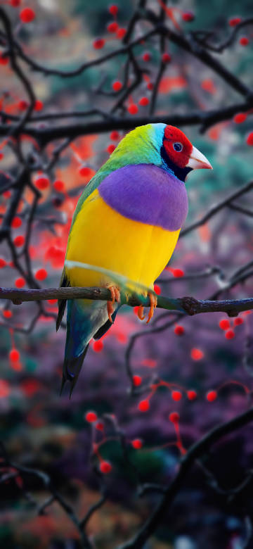 Beautiful Finch Bird On A Tree Branch 4K Phone Wallpaper