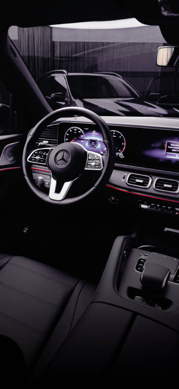 Black And Dark Interior Of Mercedes 4K Phone Wallpaper