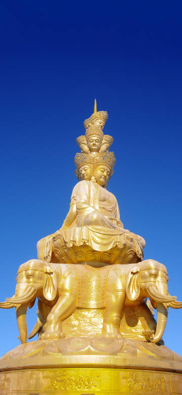 Statue of Samantabhadra Bodhisattva from China phone wallpaper