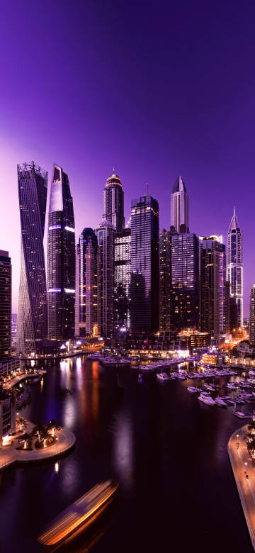 Twoers In Purple And Dark City Skyline 4K Phone Wallpaper