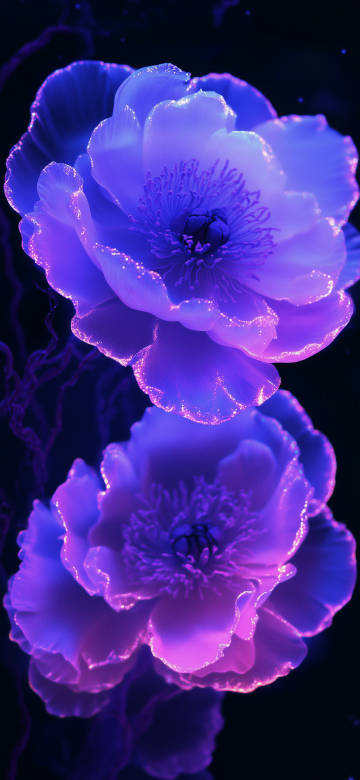 Glowing purple flowers phone wallpaper