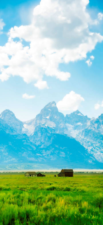 Beautiful Mountains And Green Fields 4K Phone Wallpaper