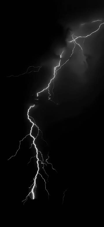 Bright lightning cuts through the dark night sky phone wallpaper
