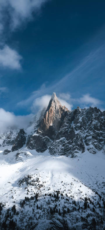 A majestic mountain covered with snow 4k phone wallpaper