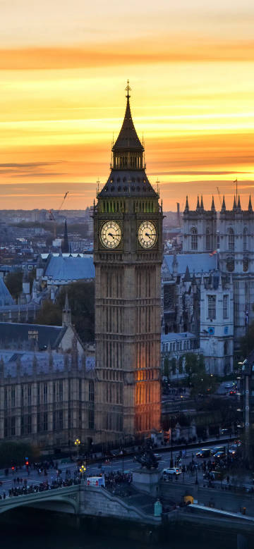 Sunset over the Elizabeth Tower Landscape Phone wallpaper