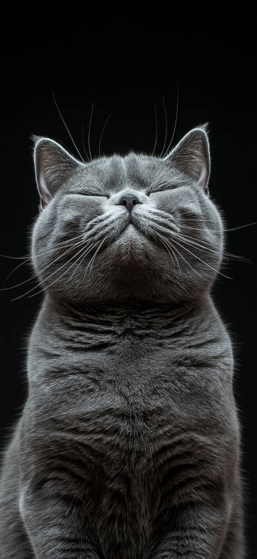 black cat closed eyes meditating phone wallpaper