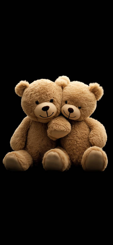 Two little bears leaning against each other phone wallpaper