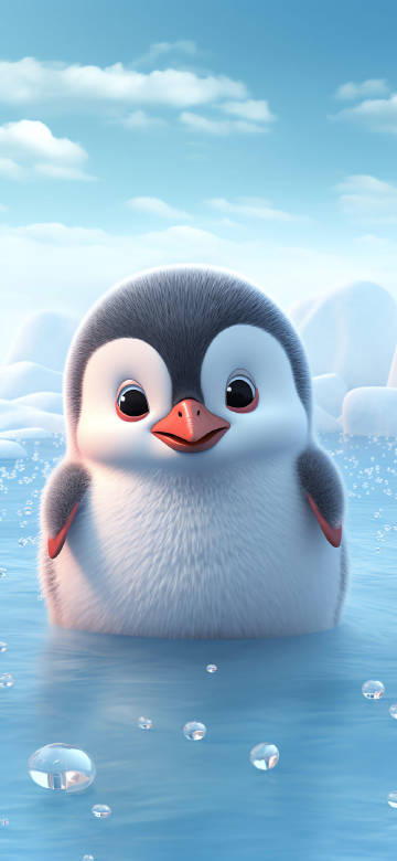 Cute cartoon penguin phone wallpaper