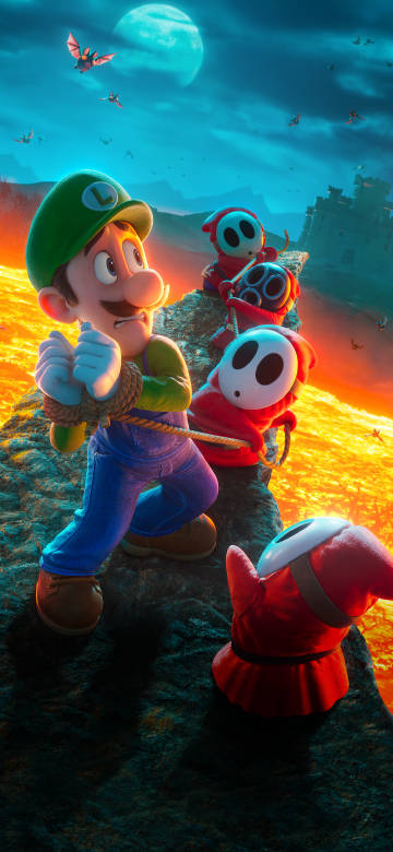 Luigi is pulled by a group of ghosts phone wallpaper