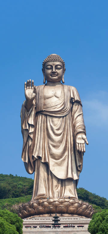 The world's tallest outdoor bronze statue of Sakyamuni 4k phone wallpaper