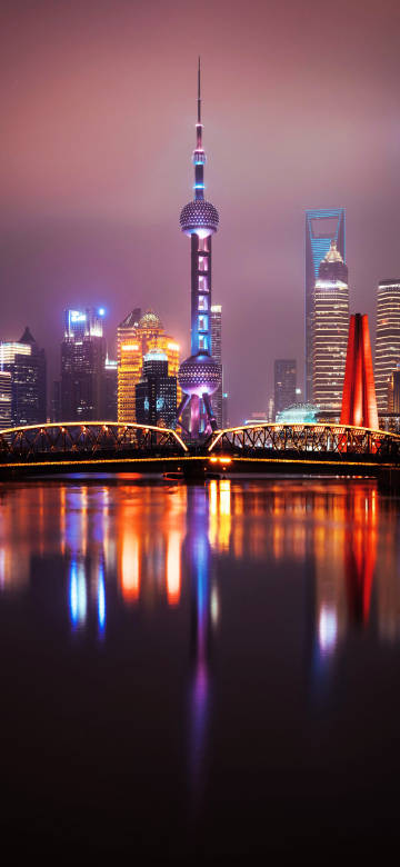 City Skyline At Night Time 4K Phone Wallpaper