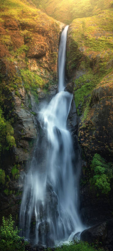creek waterfall scenery phone wallpaper
