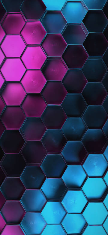 Abstract background composed of hexagons, gradient from purple to blue