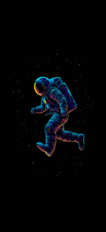 Astronaut running in the night sky phone wallpaper