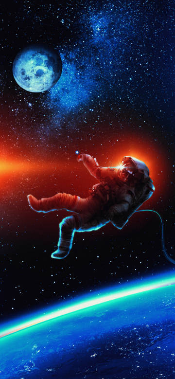 Astronaut floating in space phone wallpaper