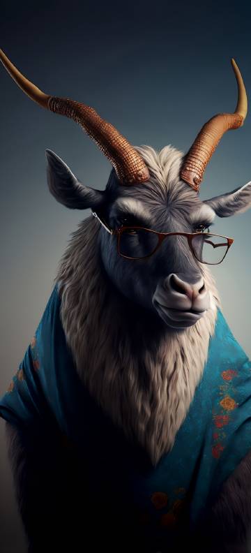 Goat wearing clothes and glasses phone wallpaper