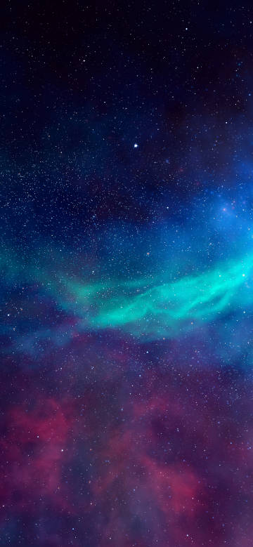 A sky full of stars, colorful nebulae, and aurora borealis