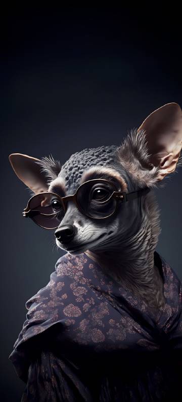 Anthropomorphic meerkat wearing round glasses