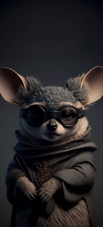 Anthropomorphic meerkat wearing sunglasses