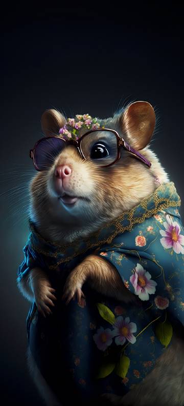 Anthropomorphic mouse wearing glasses phone wallpaper