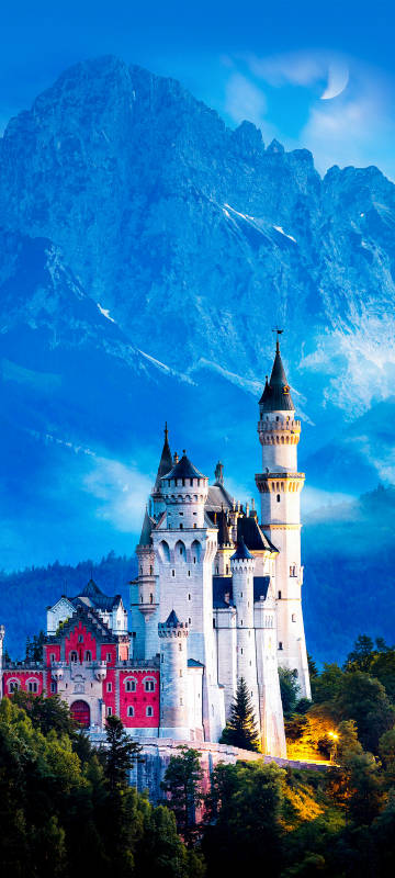 Neuschwanstein Castle in blue