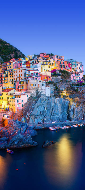 Colorful houses on the cliffs from Manarola