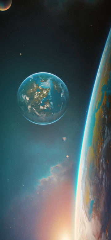 Planets in the vast universe phone wallpaper