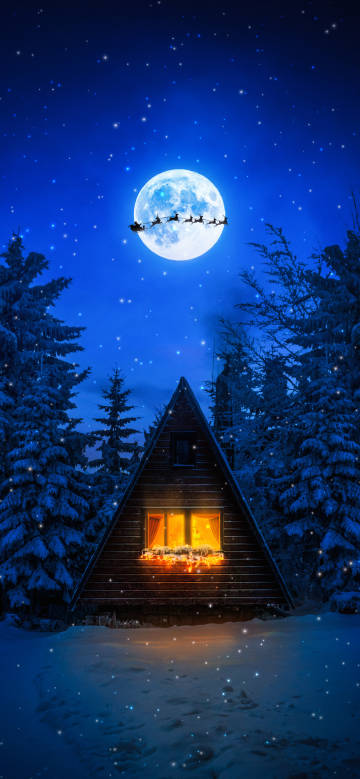 Full of Christmas fairy tale atmosphere scenery phone wallpaper