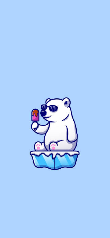 Cute cartoon polar bear wearing sunglasses phone wallpaper
