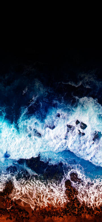 White waves rolling scenery phone wallpaper
