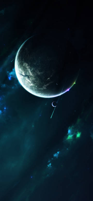 A huge planet in blue and gray tones phone wallpaper