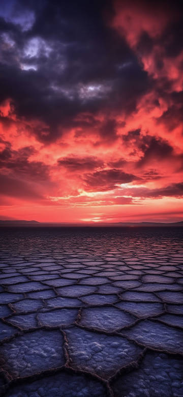 Stunning Sunset Over Dry Salt Lake 4K