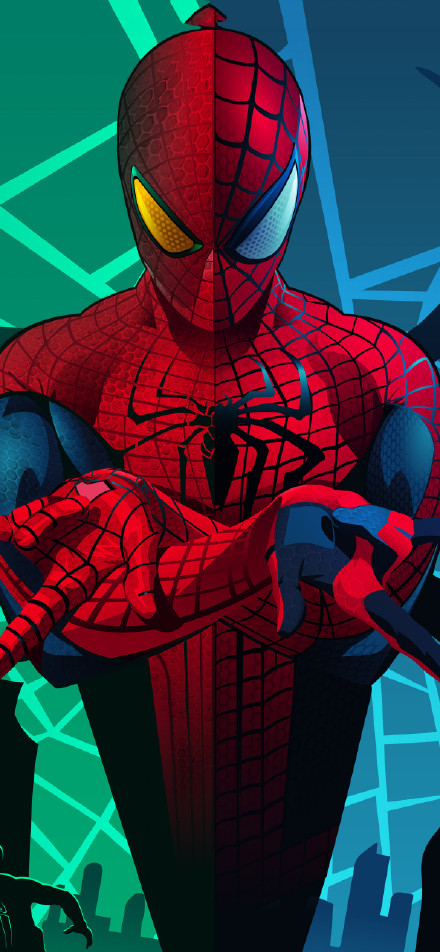 Spider-Man illustration wearing a two-tone costume Wallpaper