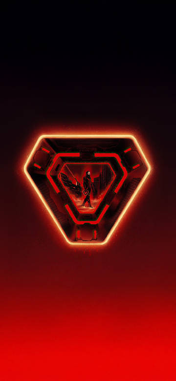 John Wick Neon Red Minimalist 4K Wallpaper