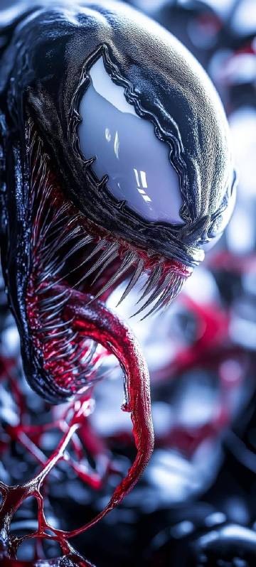 Scary Venom Head Macro Wallpaper