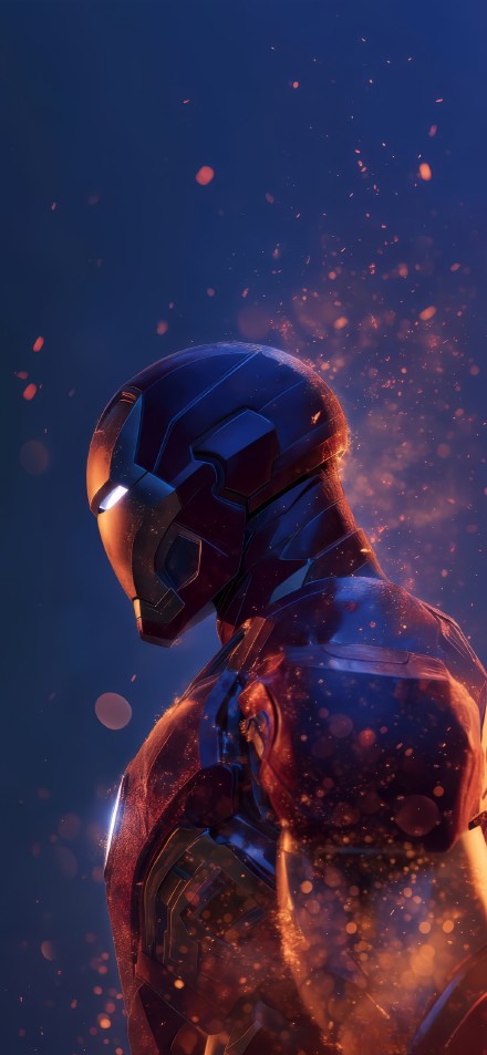 Iron Man Burning Armor Art Phone Wallpaper