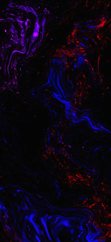 Interwoven flowing abstract colors on black background