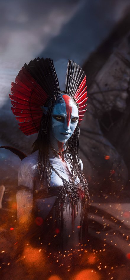 Avatar Neytiri War Paint Portrait 4K Wallpaper
